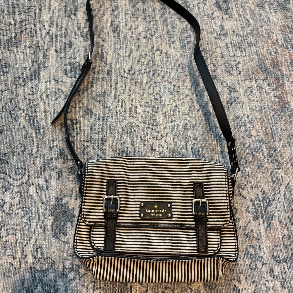 Kate Spade Striped Canvas and Leather crossbody